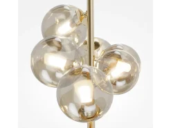Maytoni Dallas Moderna lámpara de techo colgante de 6 luces en forma de globo dorado, pantalla de coñac, G9