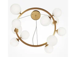 Maytoni Dallas Moderna lámpara de techo colgante de 1 globo dorada, pantalla blanca mate, G9