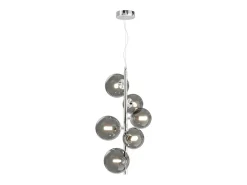 Maytoni Dallas Moderna lámpara de techo colgante de globo de 6 luces cromada, pantalla ahumada, G9