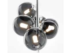 Maytoni Dallas Moderna lámpara de techo colgante de globo de 6 luces cromada, pantalla ahumada, G9