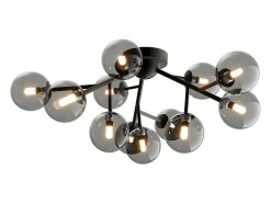 Maytoni Dallas Moderna lámpara de techo con forma de globo de 12 luces, negro mate, pantalla negra, G9