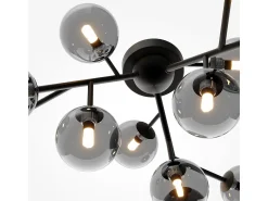 Maytoni Dallas Moderna lámpara de techo con forma de globo de 12 luces, negro mate, pantalla negra, G9