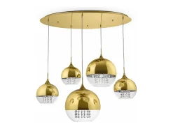 Maytoni Fermi Moderna lámpara de techo colgante Fermi de 5 luces en racimo dorado