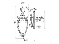 Maytoni Fleur Farol de pared exterior negro con oro, IP44