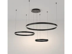 Maytoni Rim Lámpara de techo colgante circular de 3 niveles LED negra integrada con borde moderno