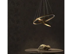 Maytoni Rim Lámpara de techo colgante circular de 3 niveles de latón LED integrado con borde moderno