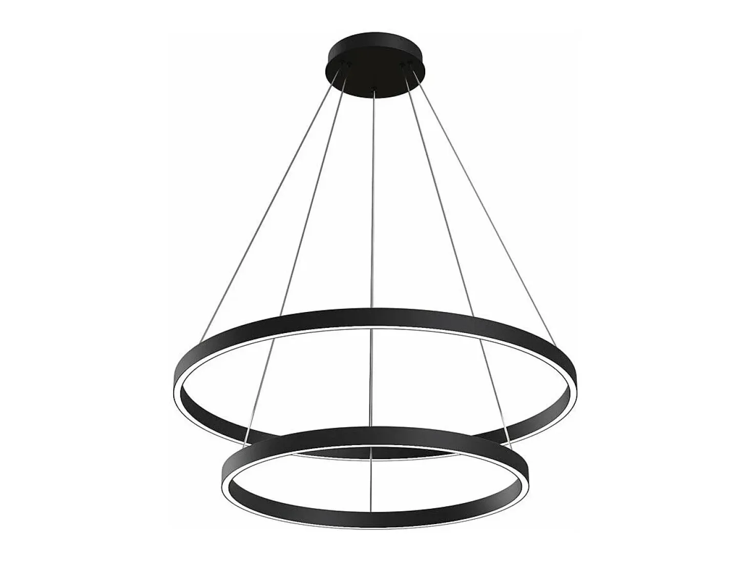 Maytoni Rim Modern Rim Integrated LED Black Lámpara de techo colgante circular de 2 niveles