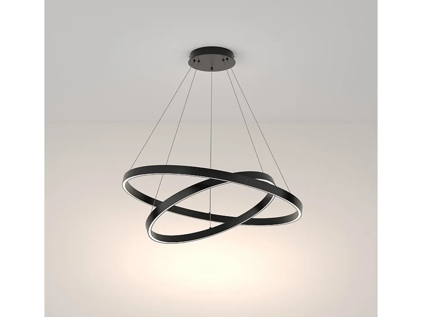 Maytoni Rim Modern Rim Integrated LED Black Lámpara de techo colgante circular de 2 niveles