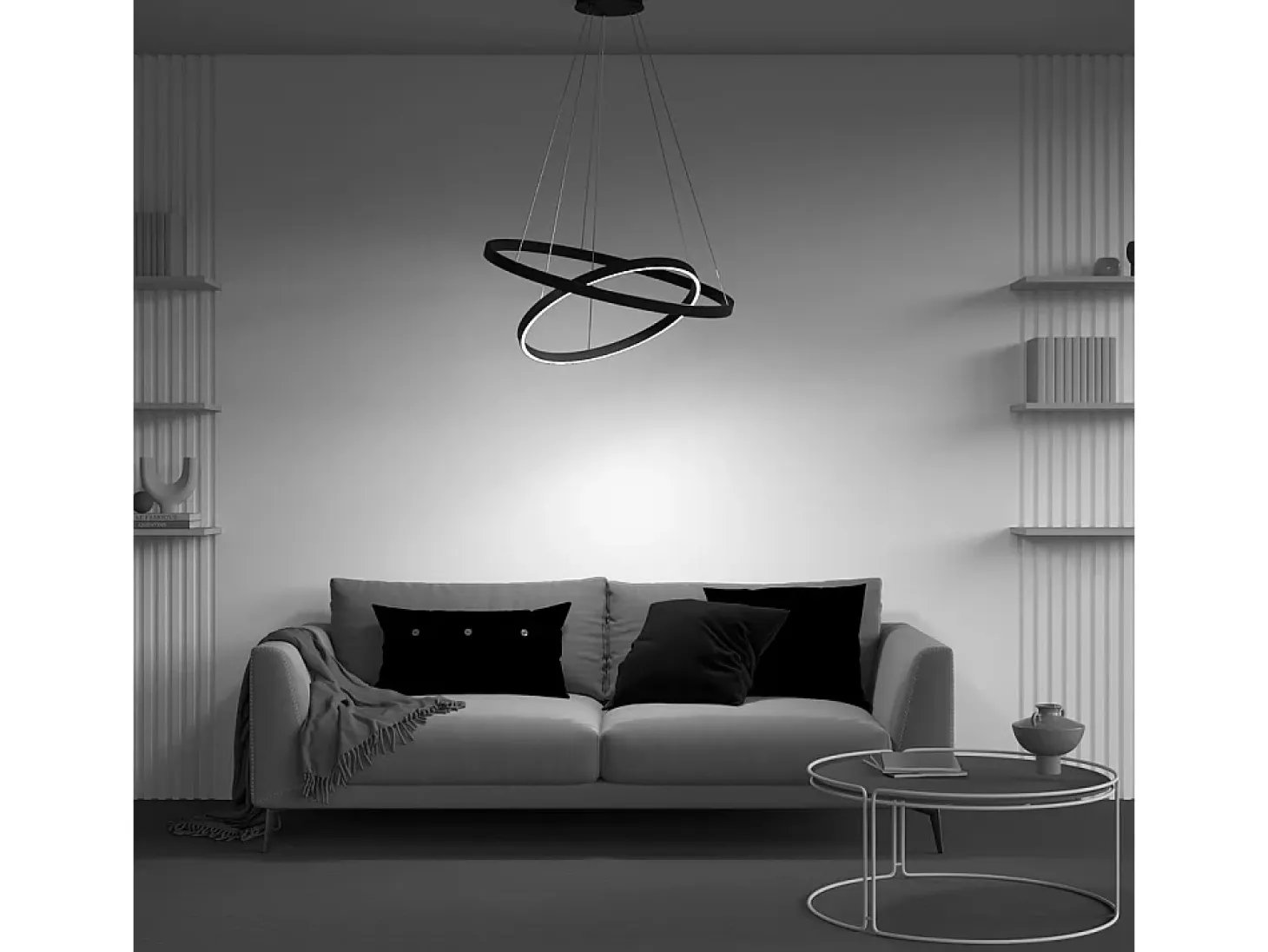 Maytoni Rim Modern Rim Integrated LED Black Lámpara de techo colgante circular de 2 niveles