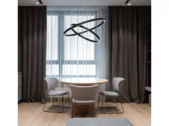 Maytoni Rim Modern Rim Integrated LED Black Lámpara de techo colgante circular de 2 niveles