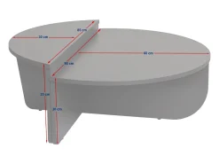 Mesa de centro redonda modular de nogal y blanco de 90 cm - AGNES