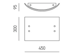 Michela Plafón grande 45x30cm blanco brillo 2XE27, cristal curvado con base cromada, IP20, máx 2x52W, elegante lámpara de techo