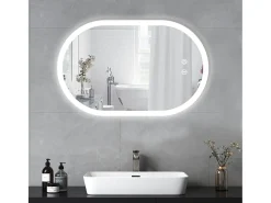 Mirror de baño LED Light 50x70cm, 3 temperaturas de color Montaje de pared, espejo multifunción inteligente