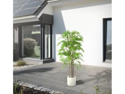 ML-Design Bambú artificial 150 cm, Planta artificial grande, Planta artificial con tallo de madera auténtica