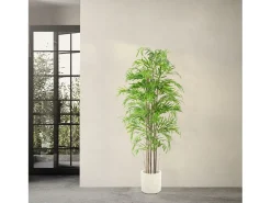 ML-Design Bambú artificial 180 cm, Planta artificial grande, Planta artificial con tallo de madera auténtica