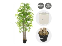 ML-Design Bambú artificial 180 cm, Planta artificial grande, Planta artificial con tallo de madera auténtica