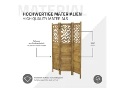 ML-Design Biombo divisorio de 3 paneles modelo tokio de madera natural 170 x 121 cm, separador de ambientes plegable japonés, pantalla de privacidad