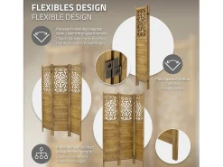 ML-Design Biombo divisorio de 3 paneles modelo tokio de madera natural 170 x 121 cm, separador de ambientes plegable japonés, pantalla de privacidad