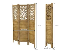 ML-Design Biombo divisorio de 3 paneles modelo tokio de madera natural 170 x 121 cm, separador de ambientes plegable japonés, pantalla de privacidad