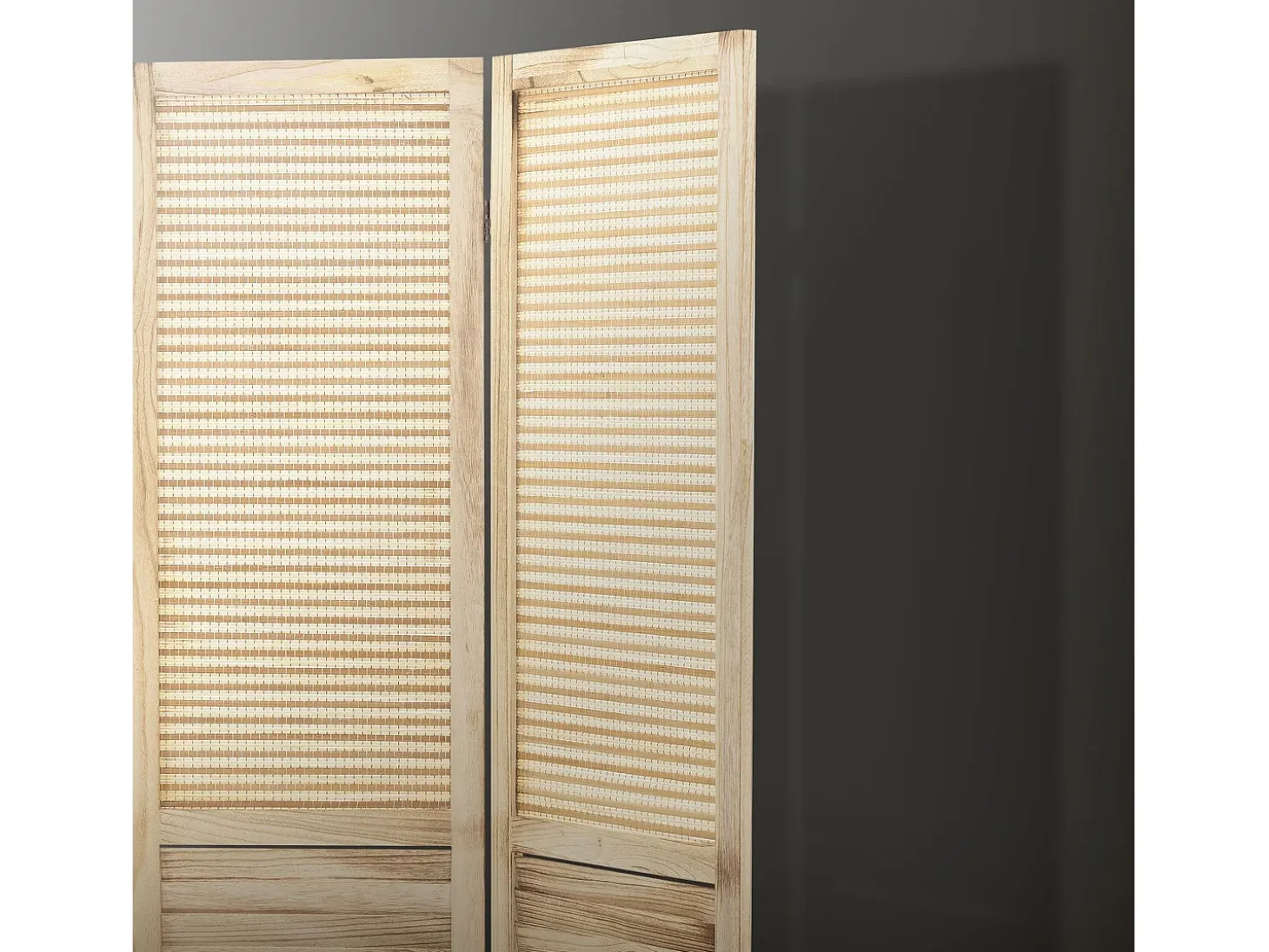 ML-Design Biombo divisorio de 3 paneles modelo Osaka de madera natural 170 x 121 cm, separador de ambientes plegable japonés, pantalla de privacidad