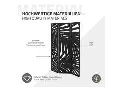 ML-Design Biombo divisorio de 3 paneles modelo Sapporo de madera negra 170 x 121 cm, separador de ambientes plegable japonés, pantalla de privacidad