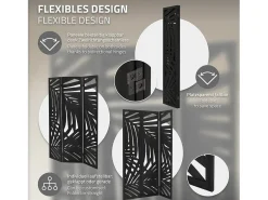 ML-Design Biombo divisorio de 3 paneles modelo Sapporo de madera negra 170 x 121 cm, separador de ambientes plegable japonés, pantalla de privacidad