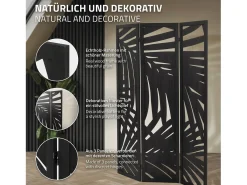 ML-Design Biombo divisorio de 3 paneles modelo Sapporo de madera negra 170 x 121 cm, separador de ambientes plegable japonés, pantalla de privacidad