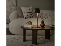 ML-Design Lámpara de mesa LED negra táctil inalámbrica ø10x36cm luz blanca cálida regulable, recargable USB-C, para mesita, escritorio o estudio