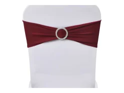 Moño decorativo elástico para sillas con hebilla 25 pzas Burdeos ES128389