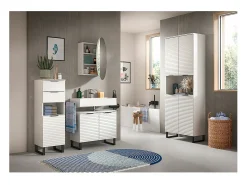 Mueble espejo baño Riff Ø70cm 1 puerta blanco.