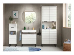 Mueble espejo baño Riff Ø70cm 1 puerta blanco.
