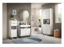 Mueble espejo baño Riff Ø70cm 1 puerta blanco.