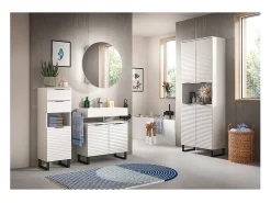 Mueble espejo baño Riff Ø70cm 1 puerta blanco.