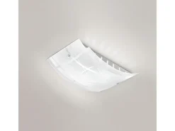 Nereide Plafón mediano 45x31cm en cristal satinado serigrafiado blanco 2XE27, base cromada, diseño moderno, IP20, máx 2x52W