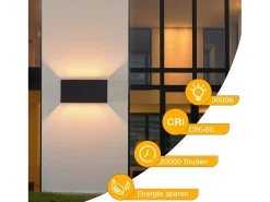 NETTLIFE 2 Aplicaciones LED para Muro Negras IP65, Luz Blanca Caliente Ajustable G9, para Salón, Jardín, Terraza