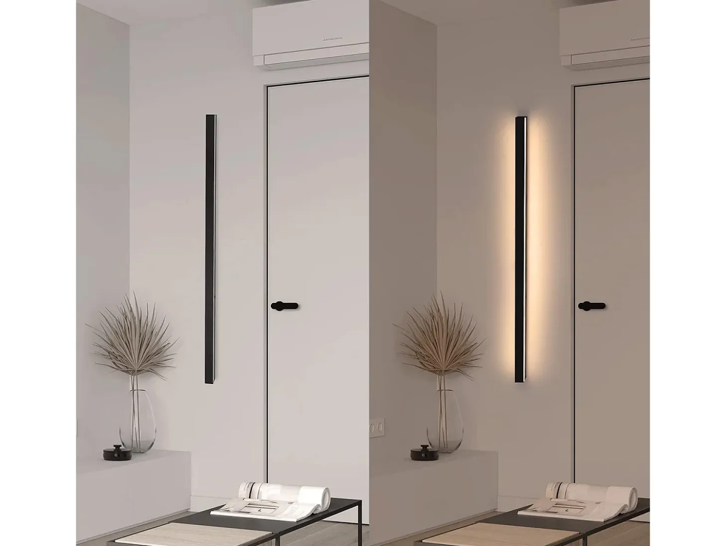 NETTLIFE 2 apliques de pared LED modernos para interior 100CM 34W pasillo arriba abajo blanco cálido negro