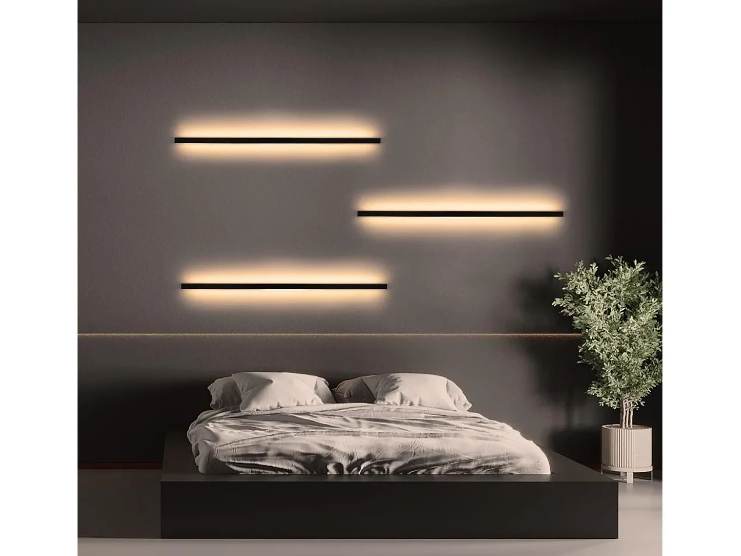 NETTLIFE 2 apliques de pared LED modernos para interior 100CM 34W pasillo arriba abajo blanco cálido negro