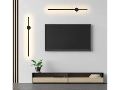 NETTLIFE 2 er Aplique de pared LED negro para interiores 60CM 3000K Iluminación de pared indirecta moderna ajustable a 90°