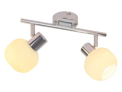 NETTLIFE 2 Foco de techo blanco E14 para interiores, pantalla de cristal vintage, sin bombillas
