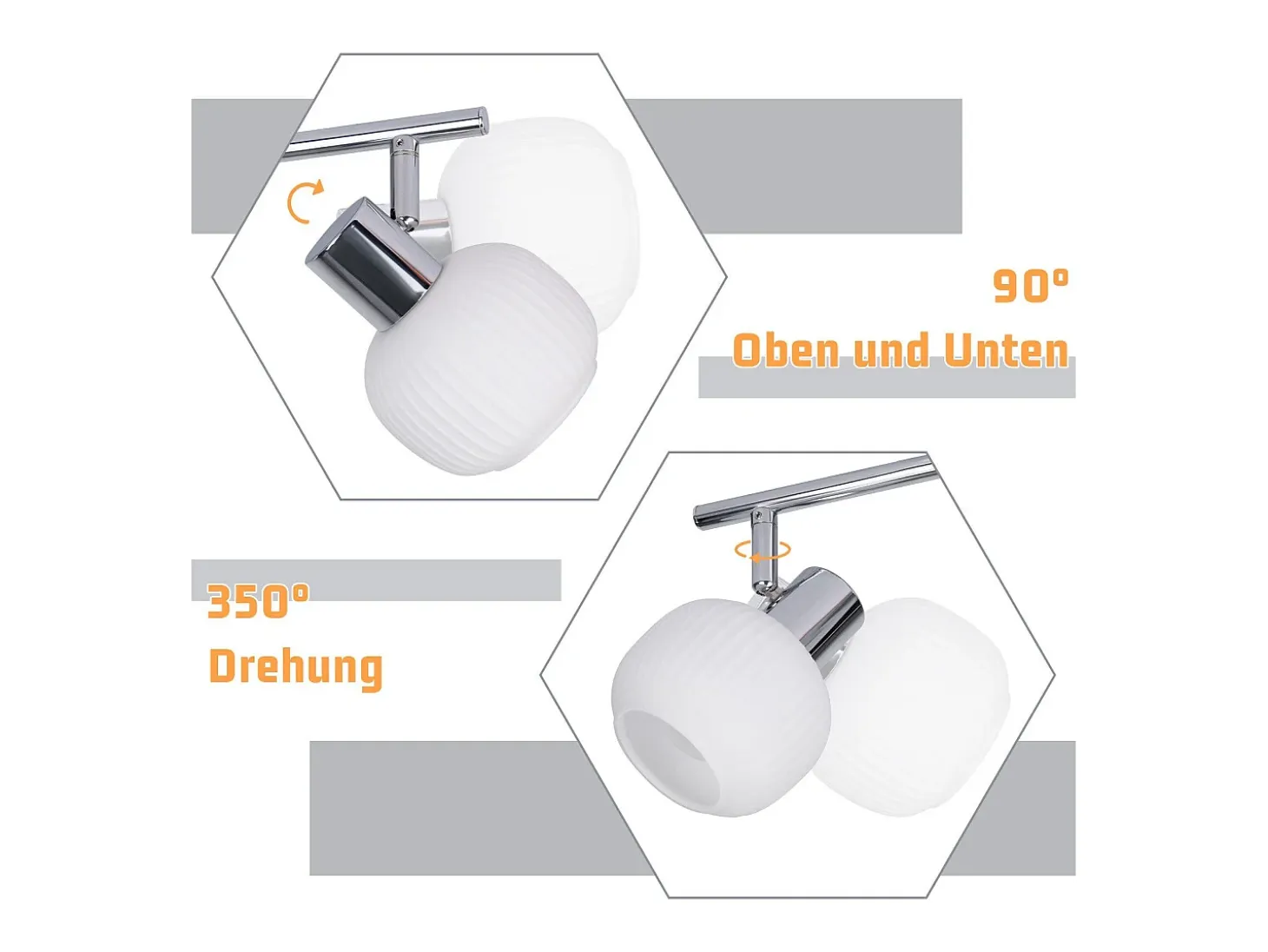 NETTLIFE 2 Foco de techo blanco E14 para interiores, pantalla de cristal vintage, sin bombillas