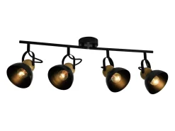 NETTLIFE - Foco de techo vintage negro E27, 350°, ajustable, estilo retro, industrial, de metal, para pasillo, 4 llamas
