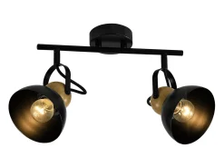 NETTLIFE - Foco de techo vintage de 2 llamas, color negro, E27, ajustable a 350°, estilo retro, industrial, de metal, para pasillo