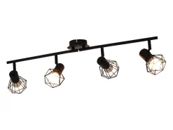 NETTLIFE 4 Focos de Techo Negros Vintage Retro E14 Industrial Giratorio 350° Metal Interior para Salón Dormitorio Infantil Cocina