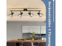 NETTLIFE 4 Focos de Techo Negros Vintage Retro E14 Industrial Giratorio 350° Metal Interior para Salón Dormitorio Infantil Cocina