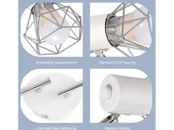 NETTLIFE 4 Focos de Techo Industriales Retro Vintage E14 Giratorios 350° Metal Blanco Brillante para Interior Salón Dormitorio Infantil