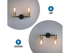 NETTLIFE 2 focos de techo vintage E27 lámpara de pasillo negro y dorado techo giratorio de 360° industrial moderno para pasillos de pasillo de cocina