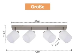 NETTLIFE 4 Focos de Techo de Salón Modernos E14 Plata Giratorios 350° MAX.25W Lámpara de Pantalla de Tela para Dormitorio (Sin Bombilla)