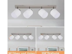 NETTLIFE 4 Focos de Techo de Salón Modernos E14 Plata Giratorios 350° MAX.25W Lámpara de Pantalla de Tela para Dormitorio (Sin Bombilla)
