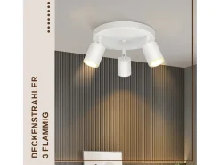 NETTLIFE 3 Focos de techo pasillo salón blanco redondo GU10 en metal diseño orientable para dormitorio cocina