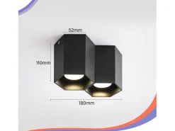 NETTLIFE 2 Focos de Techo GU10 Negros de Montaje en Superficie Brillantes para Cafetería Cocina Comedor Luz de Techo Sin Bombilla